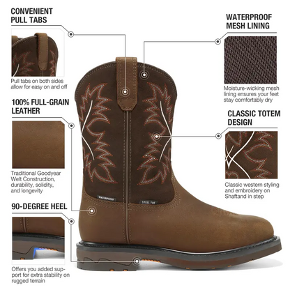 Western Cowboy Non Slip Work Boots - Square Toe