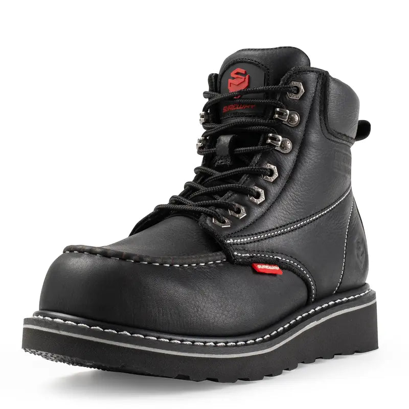 Mens Moc Toe Heavy Duty Steel Toe Work Boots