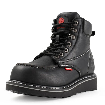Mens Moc Toe Heavy Duty Steel Toe Work Boots