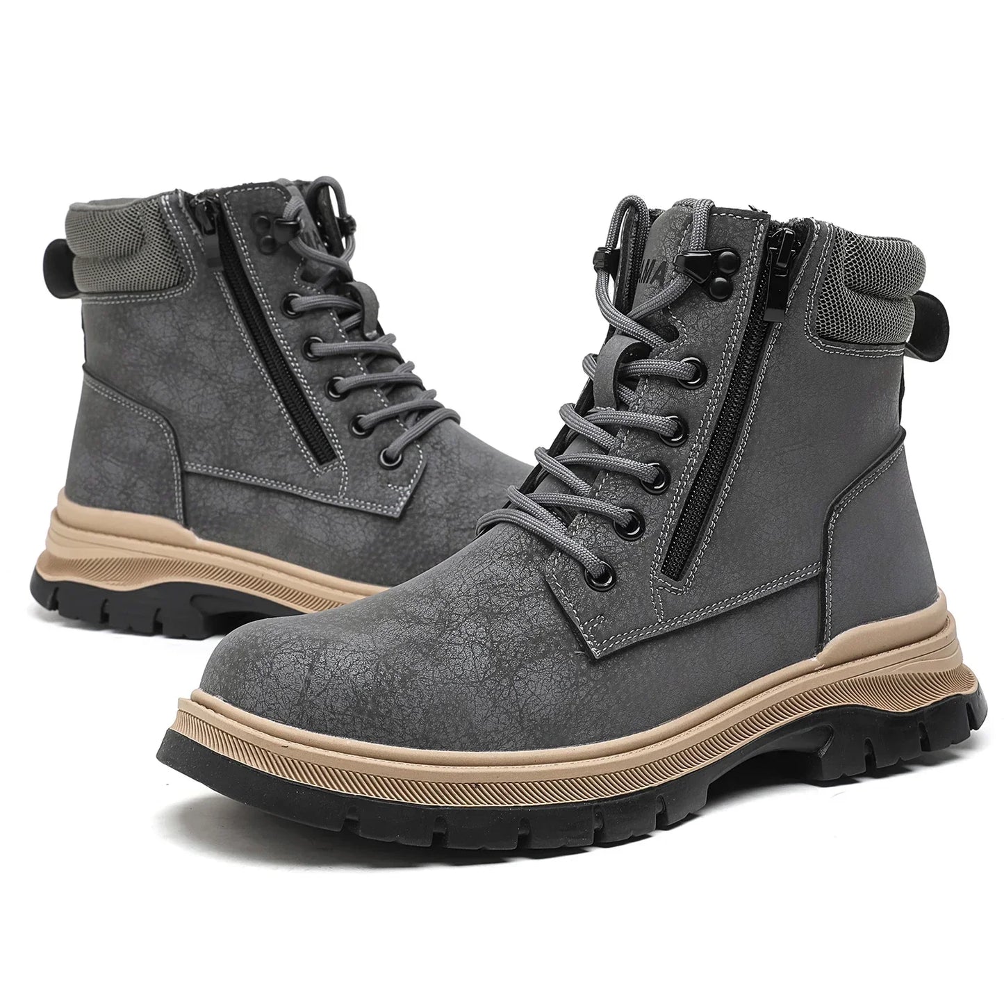 Men Water Resistant Brown Hiking Safety Work Boots