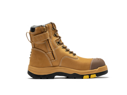 Men's Composite Toe Safety Work Boots with Side Zipper Non-slip Rubber Outsole ASTM F2413-18 EH Rated Closed Toe Walking Shoes Cover Boy