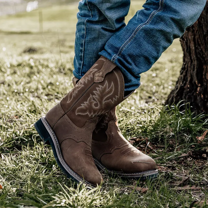 Western Cowboy Non Slip Work Boots - Square Toe