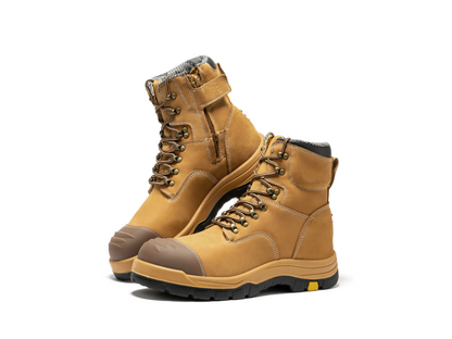 Men's Composite Toe Safety Work Boots with Side Zipper Non-slip Rubber Outsole ASTM F2413-18 EH Rated Closed Toe Walking Shoes Cover Boy