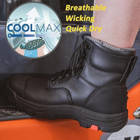 Men's Composite Toe Safety Work Boots with Side Zipper Non-slip Rubber Outsole ASTM F2413-18 EH Rated Closed Toe Walking Shoes Cover Boy