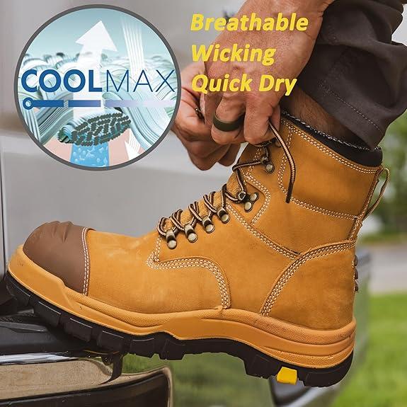 Men's Composite Toe Safety Work Boots with Side Zipper Non-slip Rubber Outsole ASTM F2413-18 EH Rated Closed Toe Walking Shoes Cover Boy