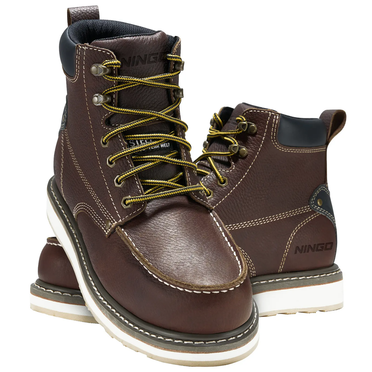 Men's 6 Inch Steel Toe Work Boots Waterproof Slip Resistant Construction Boots Industrial Safety Shoes