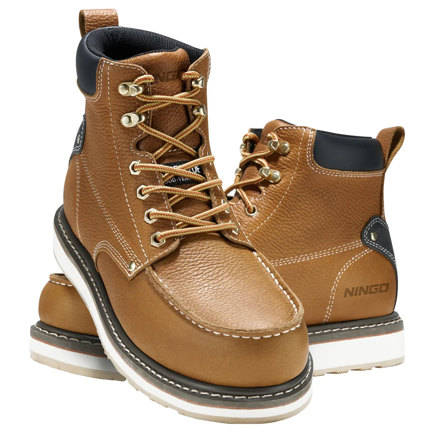 Men's 6 Inch Steel Toe Work Boots Waterproof Slip Resistant Construction Boots Industrial Safety Shoes