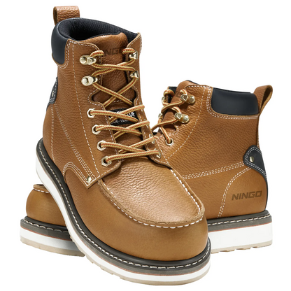 Men's 6 Inch Steel Toe Work Boots Waterproof Slip Resistant Construction Boots Industrial Safety Shoes