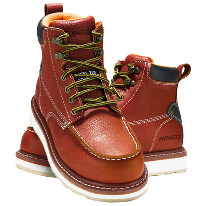 Men's 6 Inch Steel Toe Work Boots Waterproof Slip Resistant Construction Boots Industrial Safety Shoes