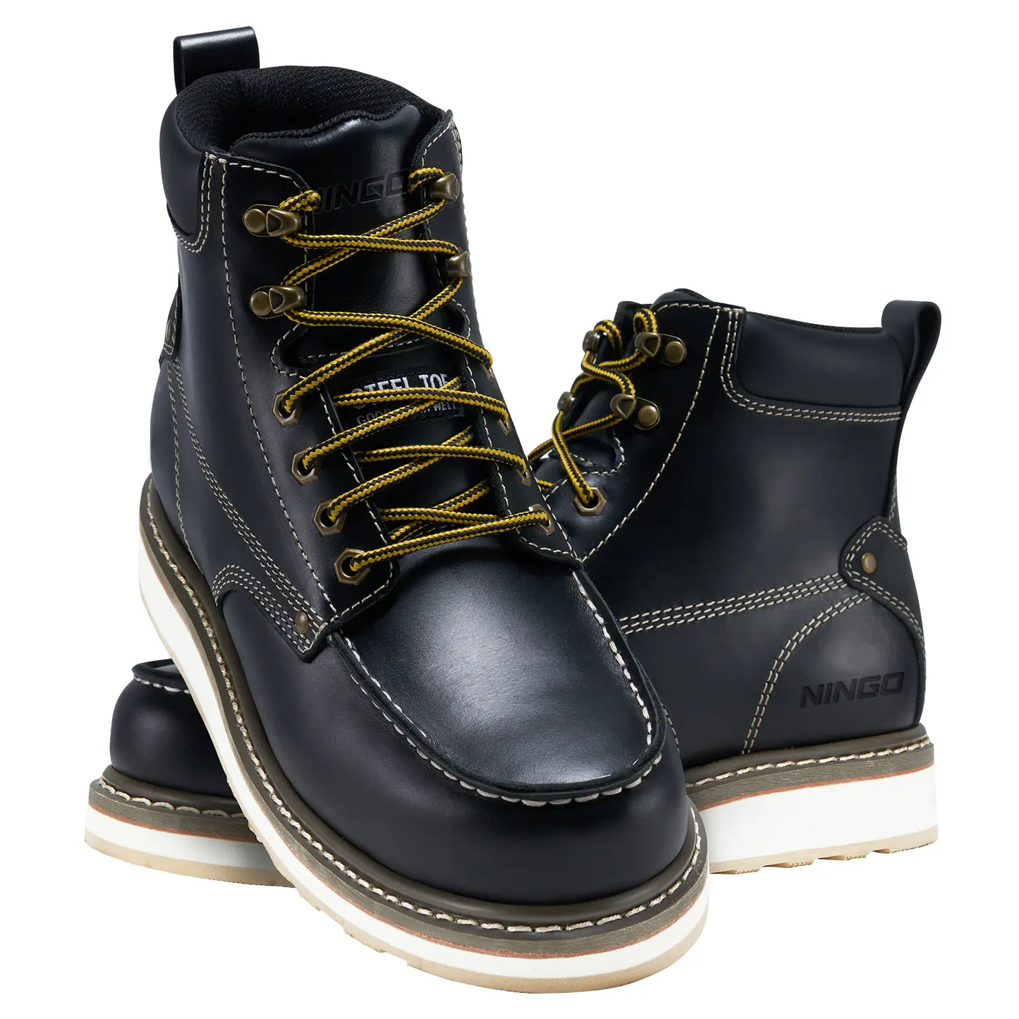 Men's 6 Inch Steel Toe Work Boots Waterproof Slip Resistant Construction Boots Industrial Safety Shoes