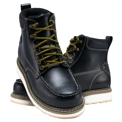 Men's 6 Inch Steel Toe Work Boots Waterproof Slip Resistant Construction Boots Industrial Safety Shoes