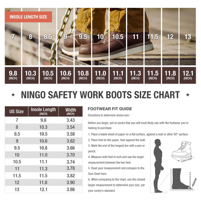 Men's 6 Inch Steel Toe Work Boots Waterproof Slip Resistant Construction Boots Industrial Safety Shoes