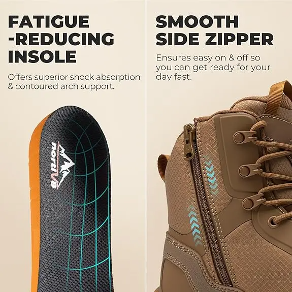 Men's Nano Composite Toe Work Boots Safety Boots with Side Zipper Construction & Warehouse Metrostrike-Nano Black All Seasons Round Toe Laces Closure - Worker Closed Footwear summervibes,summervibes tiktokshop,father'sdaygifts