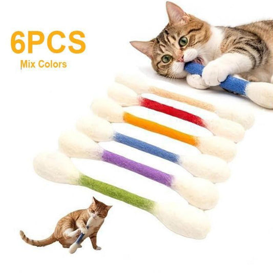 6 Pack Giant Q-tip Shaped Cat Toys